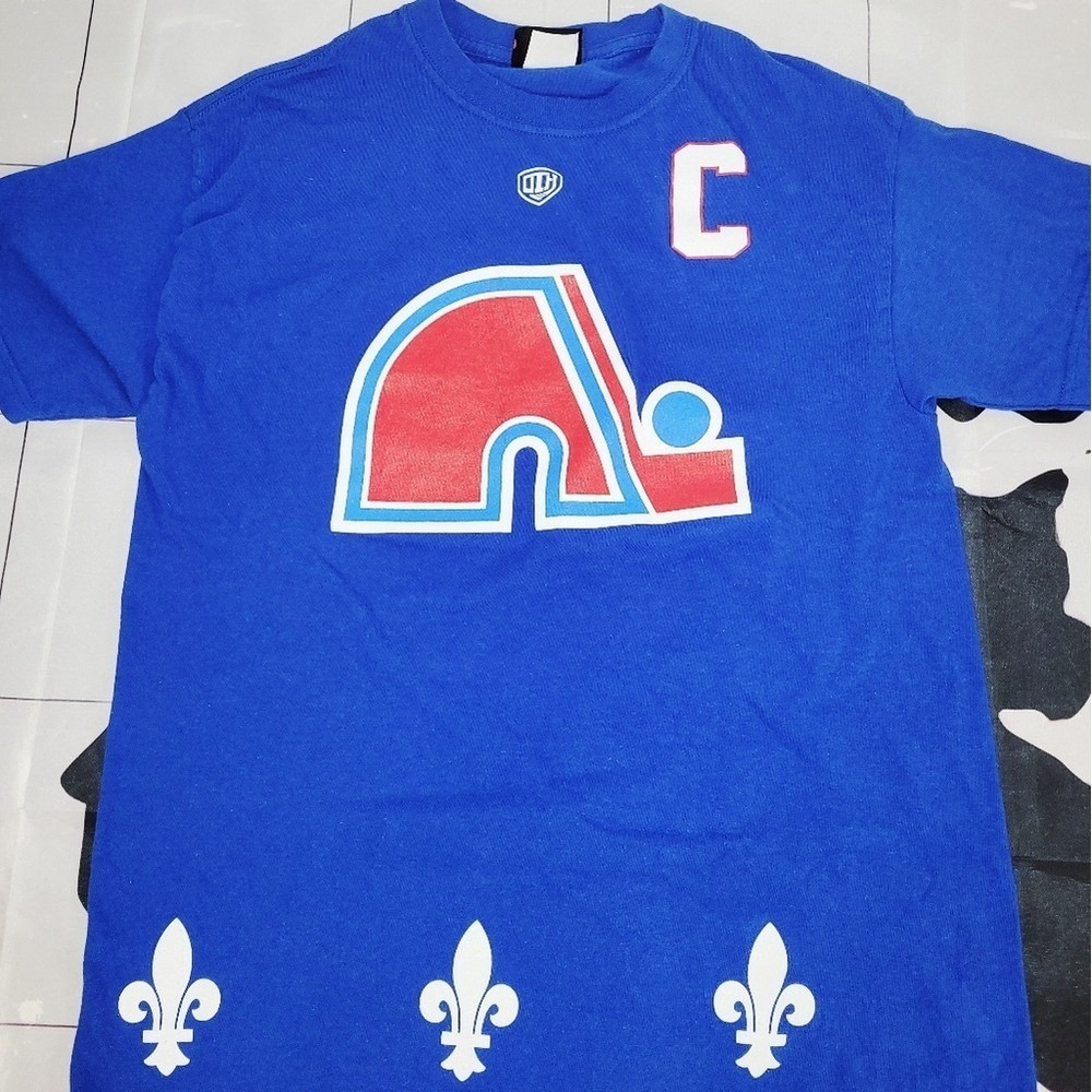 Vintage Y2K Quebec Nordiques Joe Sakic Logo Blue T-shirt Old time hockey, Medium